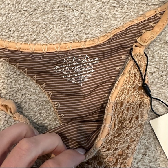 NWT Acacia Swimwear Tan Crochet Bikini - Baja Top (M) + Neema Bottom (S) in Oat - Picture 8 of 12